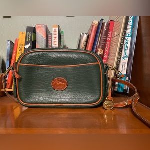 Unique Vintage Green Dooney & Bourke Leather Crossbody Purse 1990s